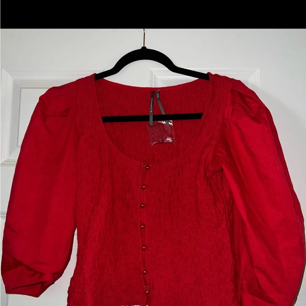 Anthropologie Red Blouse